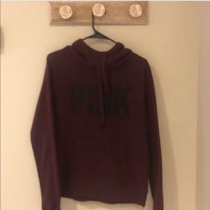 PINK hoodie in maroon.